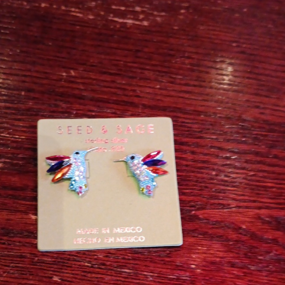 Multicolor Hummingbird Earrings - Picture 3 of 4